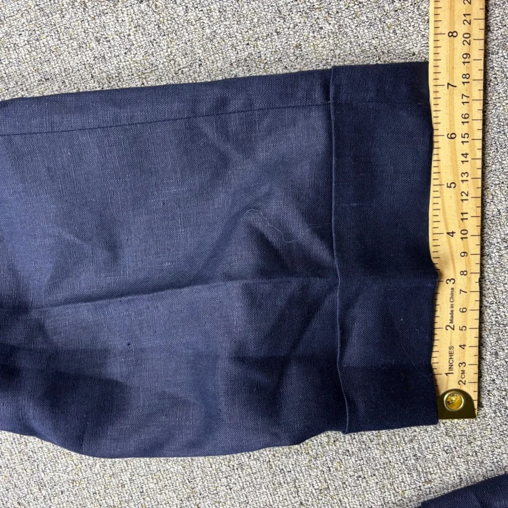 Collars & Co. Trousers Mens 38x32 Amalfi Navy Blue Linen Pleated Side Adjusters